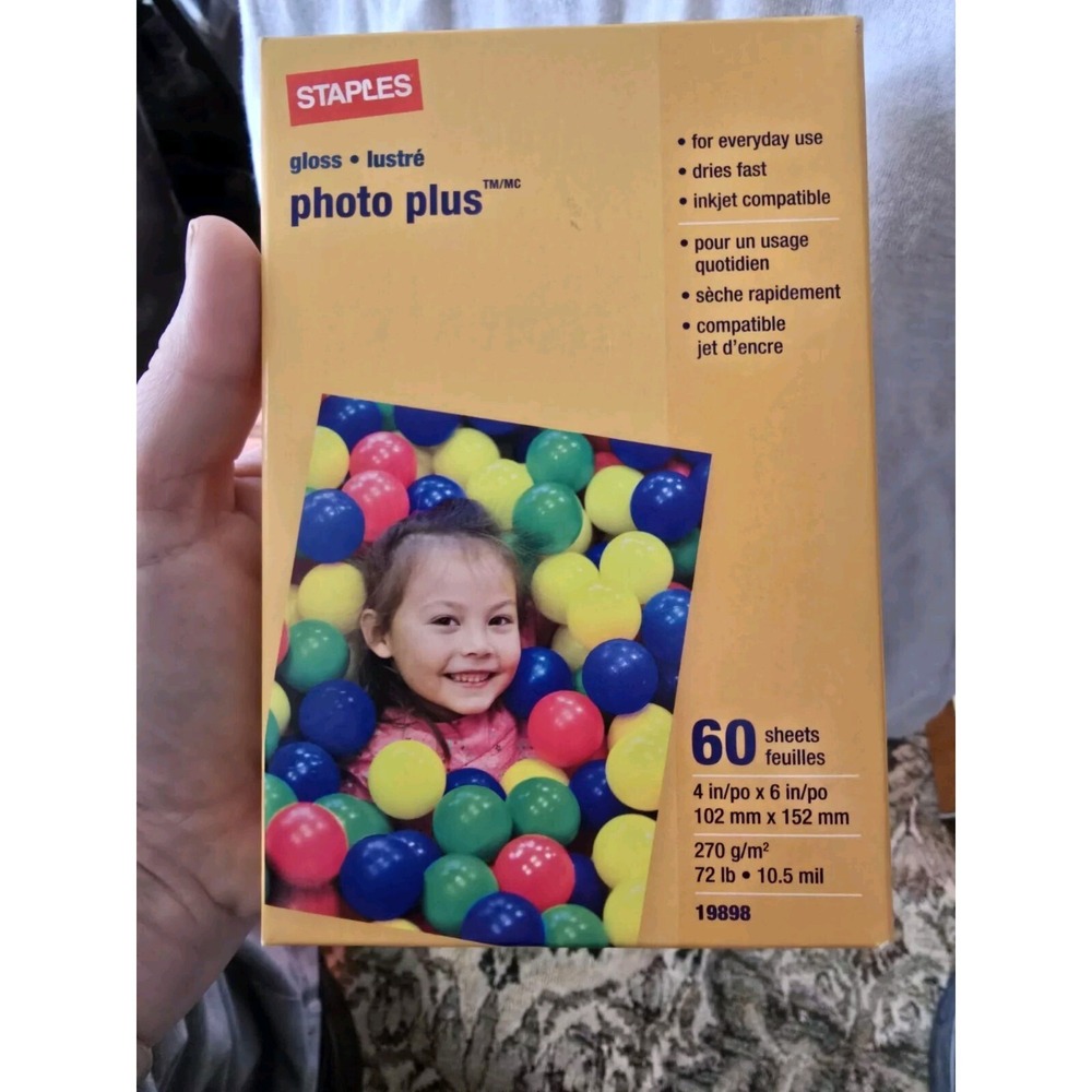 Staples Gloss Photo Plus 60ct Sheets 4inx6in 19898 Brand New Ink Jet Compatible
